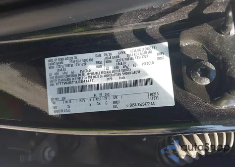 2020 Ford F-250 Xlt z USA, uszkodzony, nr VIN 1FT7W2BT1LEE41417